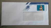Envelope de Correio Azul Antigo de Janela c/ Selos Prof. Personagens