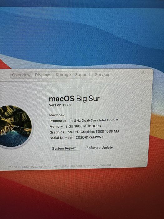 Системна плата, материнка MacBook 12” 8/256