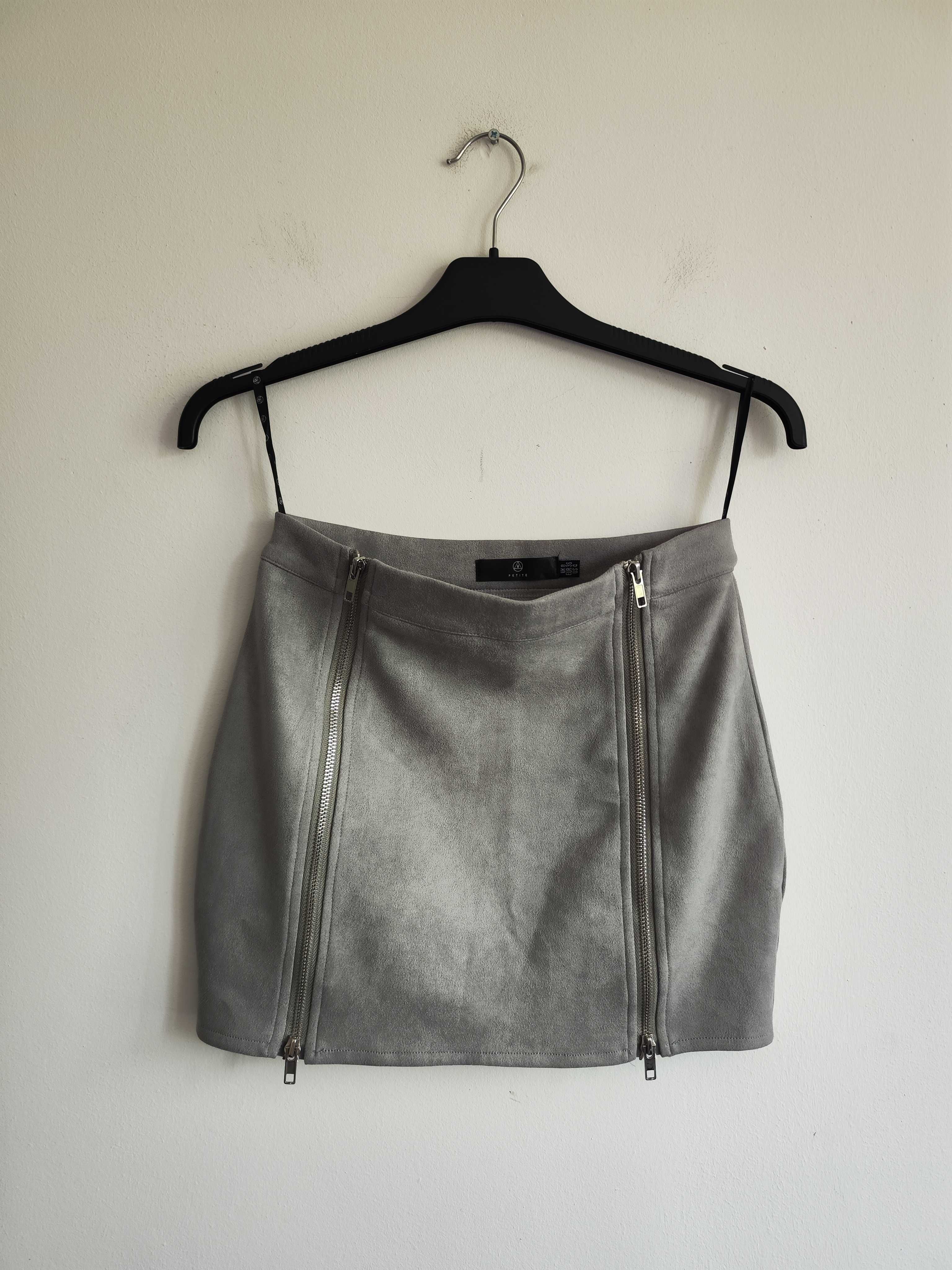 Szara zamszowa spódniczka mini S Missguided