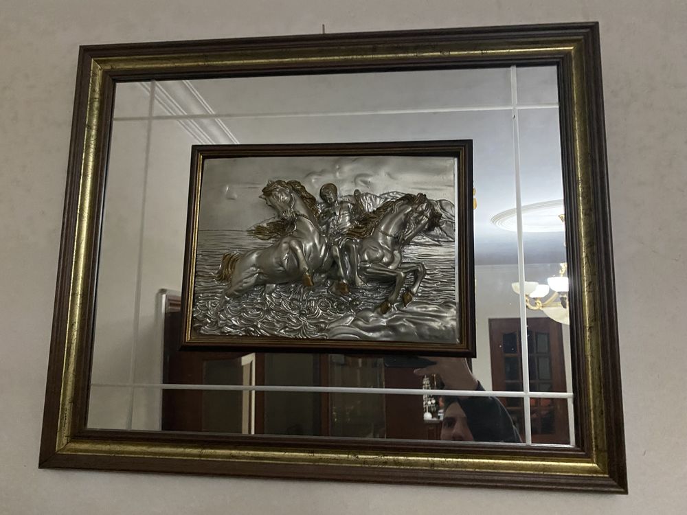 Quadro antigo cavalos