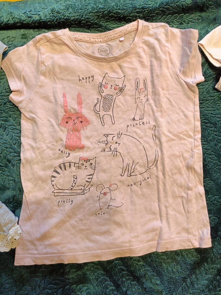 Zestaw bluzka tshirt 104 dumni konik kotki laleczka jednorożec