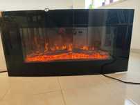 Lareira Elétrica com efeito de vidro preto