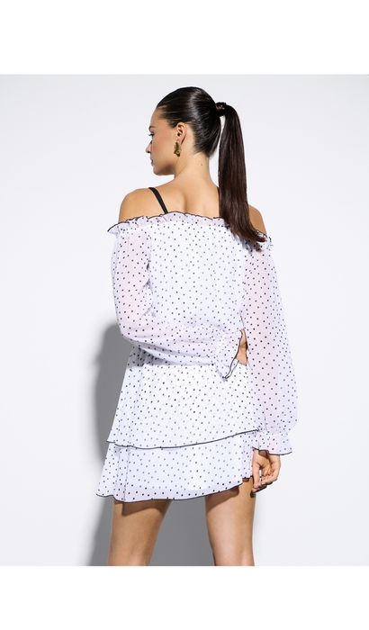 Mohito Piekna Sukienka Grochy! Biała! Falbanki! Hiszpanka! Roz.42!