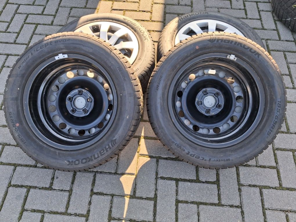 Koła Stl z Kołpaki i opony Zimowe AUDI A1 5x100 15 Cal 5.5J 185/65 R15