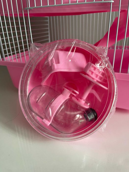 Klatka dla chomika NOWA 3 piętra domek kołowrotek piodełko różowa