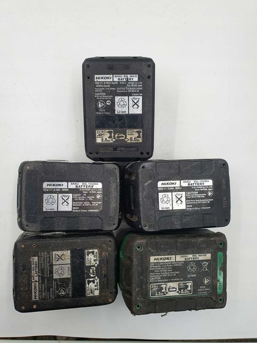Zestaw uszkodzonych baterii elektronarzędzi Hikoki akumulator BSL1850