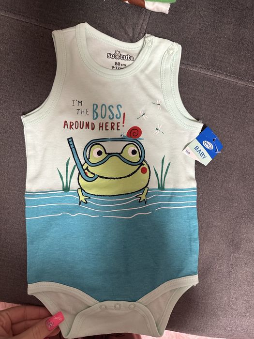 Body na ramiączkach dla chłopca Żabka bez rękawów