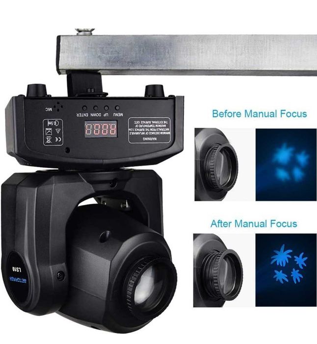 Cabeça móvel LED RGB, holofote DJ DMX com modos de som automático