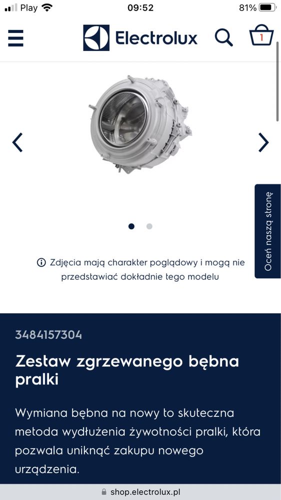 Pralka bęben zestaw elektrolux