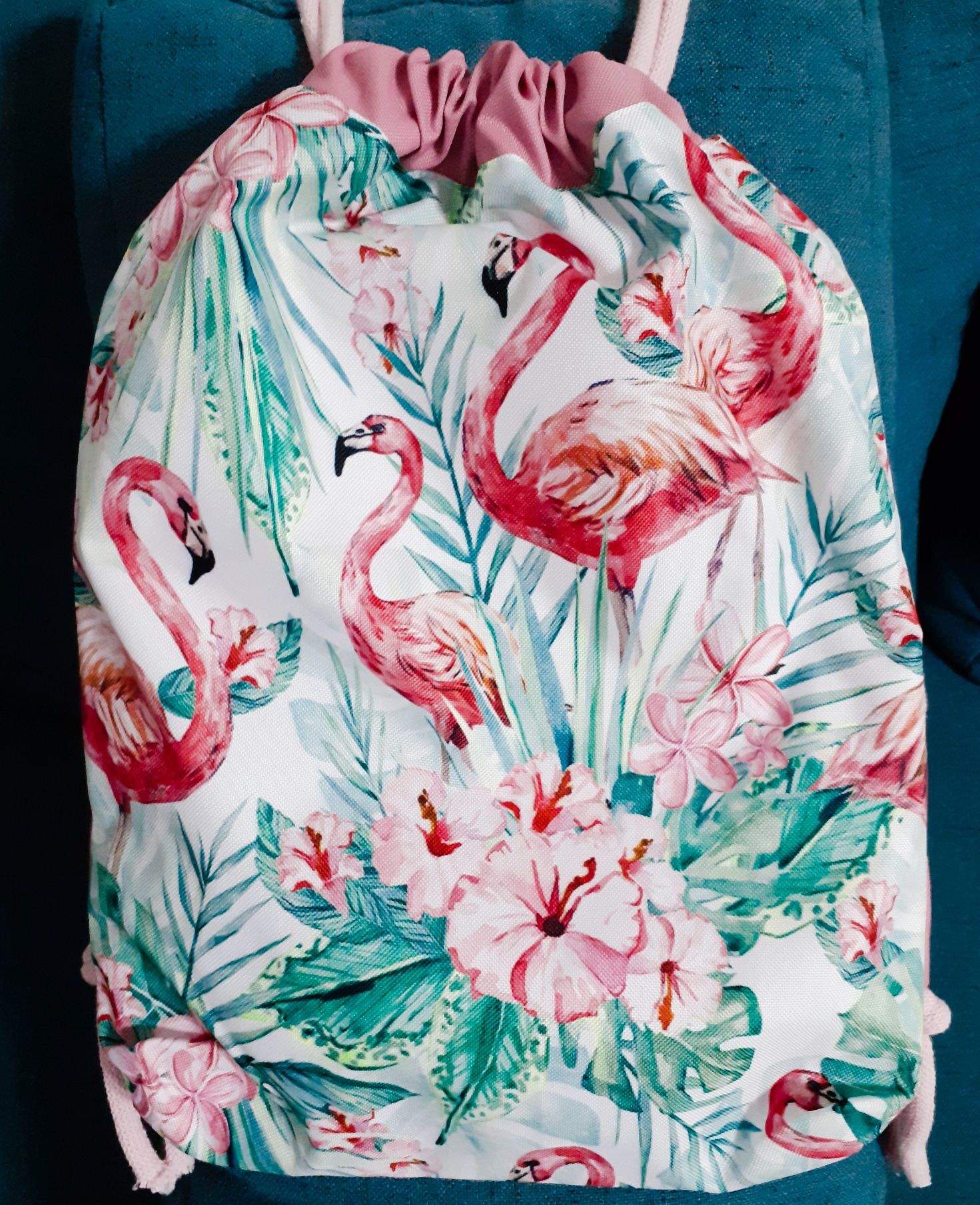 Worek plecak handmade dla dziecka piłka, wróżki, pasy, flamingi