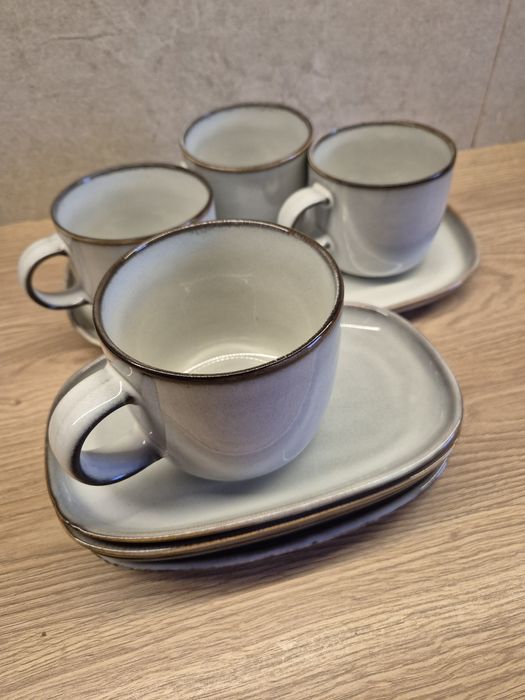 Ikea GLADELIG zestaw kubek talerze półmisek szary