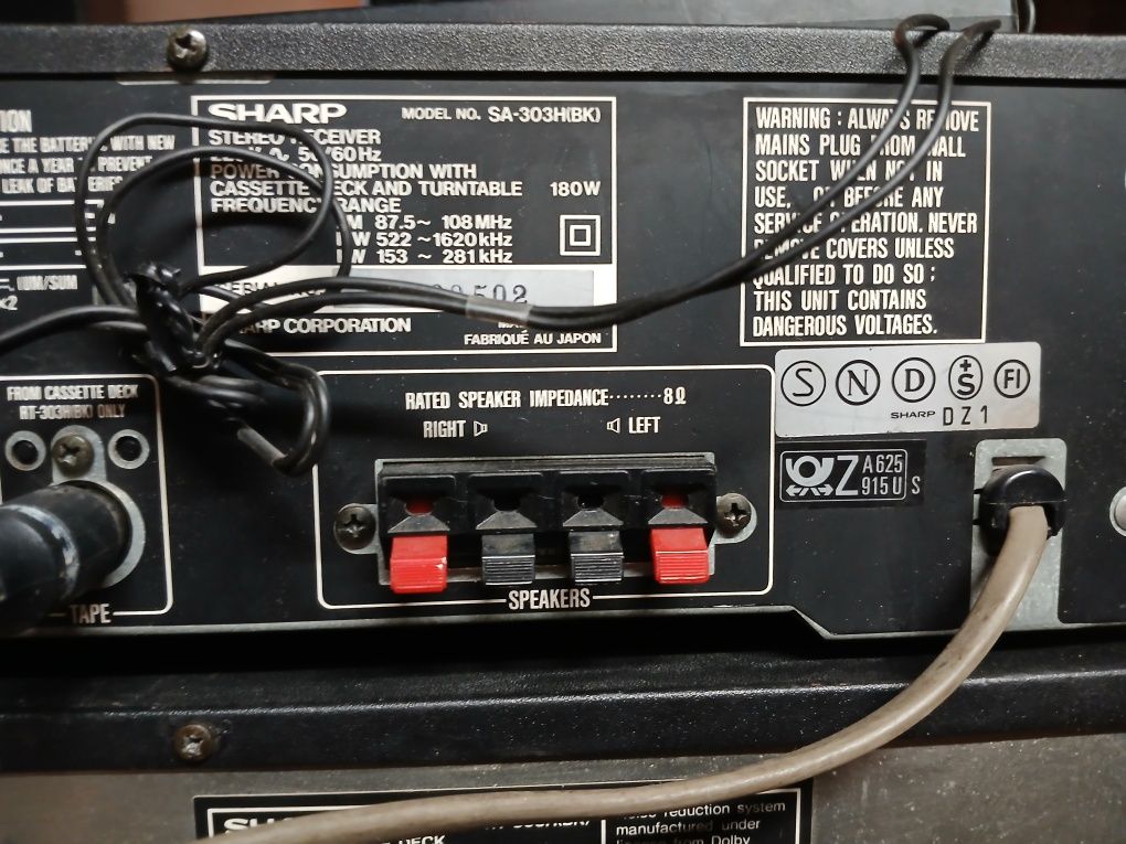2 x części wieży audio  Sharp Amplituner SA-303H I Magnetofon RT-303H