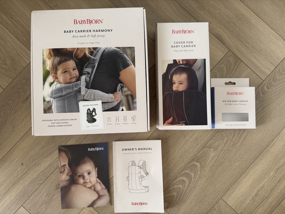 BABYBJORN nosidełko Harmony 3D Mesh, śliniaczek, przykrycie