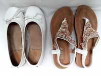 Białe sandały dziewczęce + GRATIS szwedzkie balerinki; r. 35; 23 cm