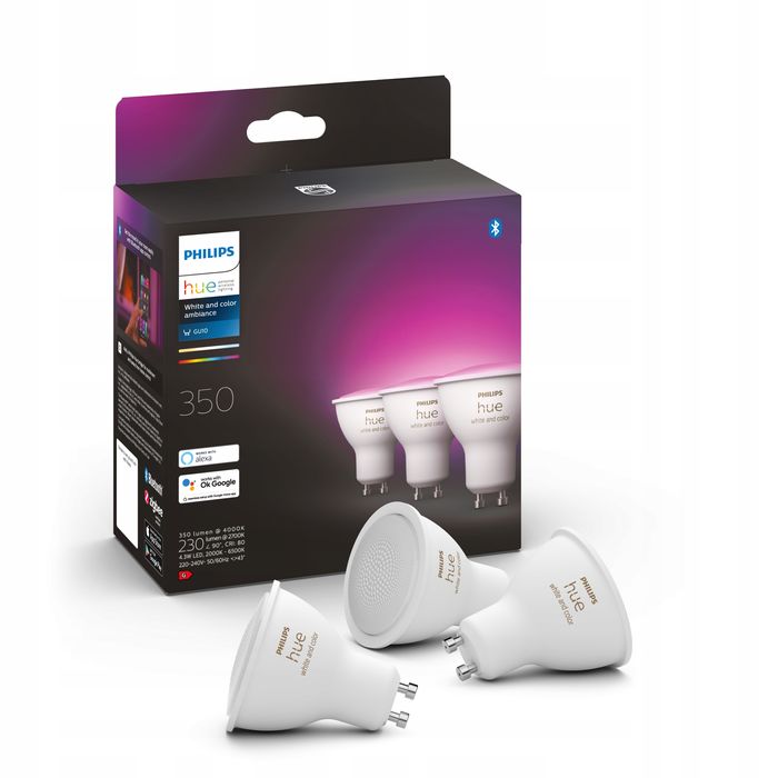 Żarówki Inteligentne Led Philips Hue Gu10 350 Lm 5,7 W 3 Szt.