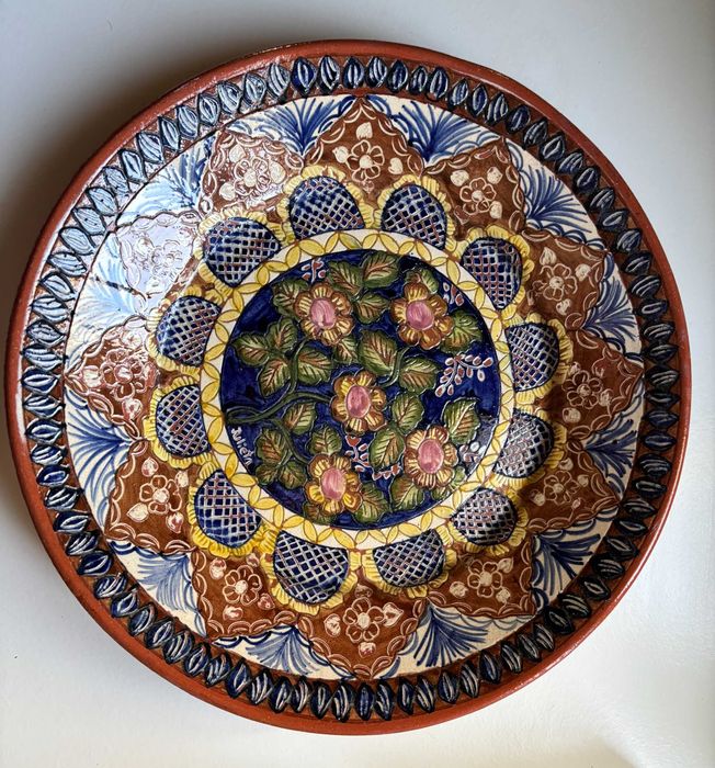 Prato decorativo vintage Barro Pintado à Mão Ø 36 cm Alentejo-Corval