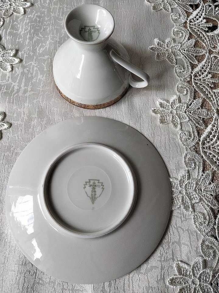 Piękna filiżanka na nóżce, duo, porcelana SPENZO