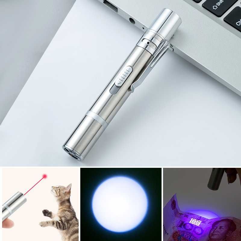 Ультрафиолетовый фонарик проверки купюр 3в1 USB детектор валют
