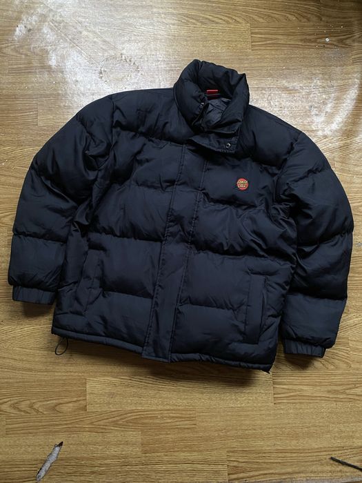 Ciepła męska czarna kurtka Santa Cruz sk8 rap y2k bez kaptura oversize