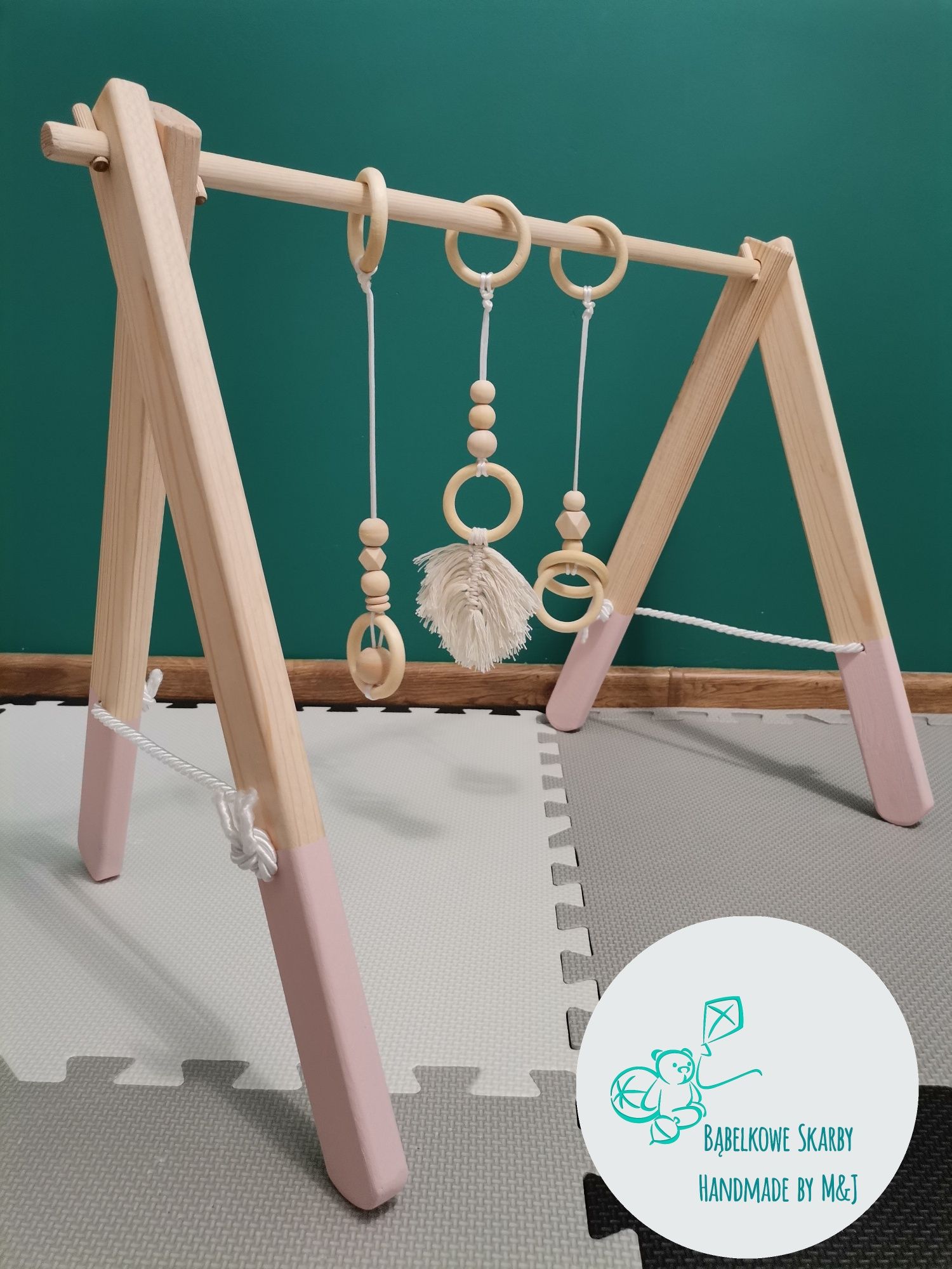 Nowy DUŻY Stojak edukacyjny drewniany Montessori Baby Gym