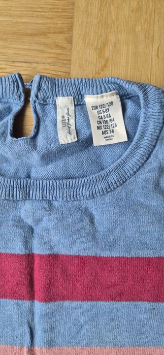 Tunika z dzianiny h&m LOGG w kolorowe paski 122/128 6-8lat