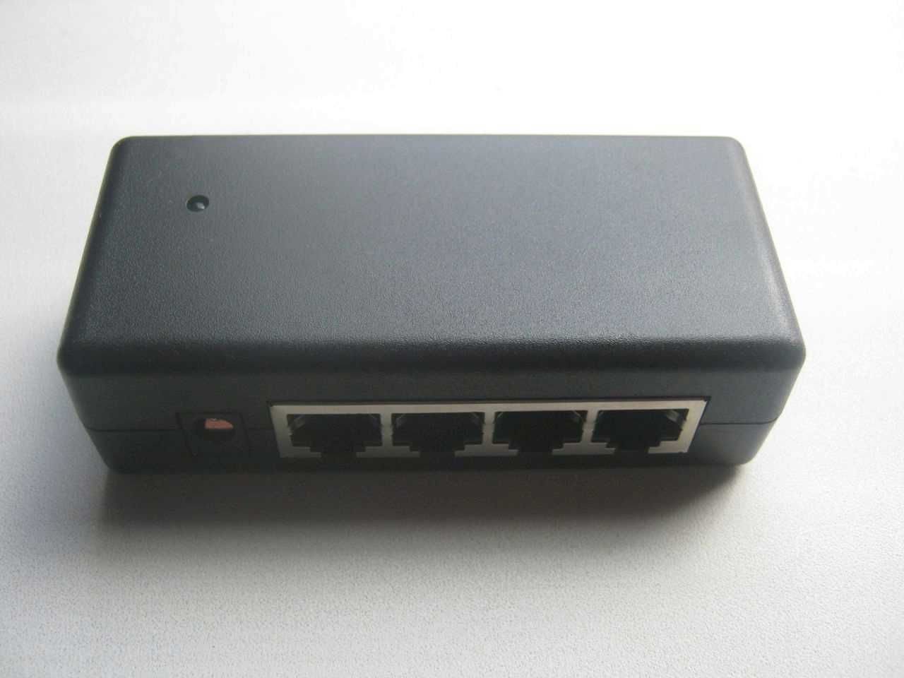 4-портовый POE(ПОЕ)-инжектор на 12-24-48В для IP-камер/Точек Доступа