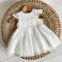 Біла сукня святкова белое платье кружевное 6-9 міс 68-74
