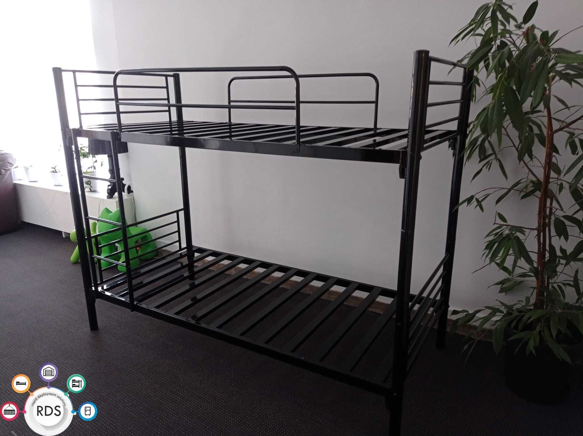 Łóżko piętrowe metalowe wojskowe kwaterowe hostelowe motelowe 90x200