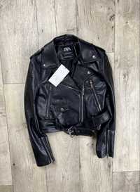 Zara куртка кожаная S размер новая женская косуха чёрная оригинал