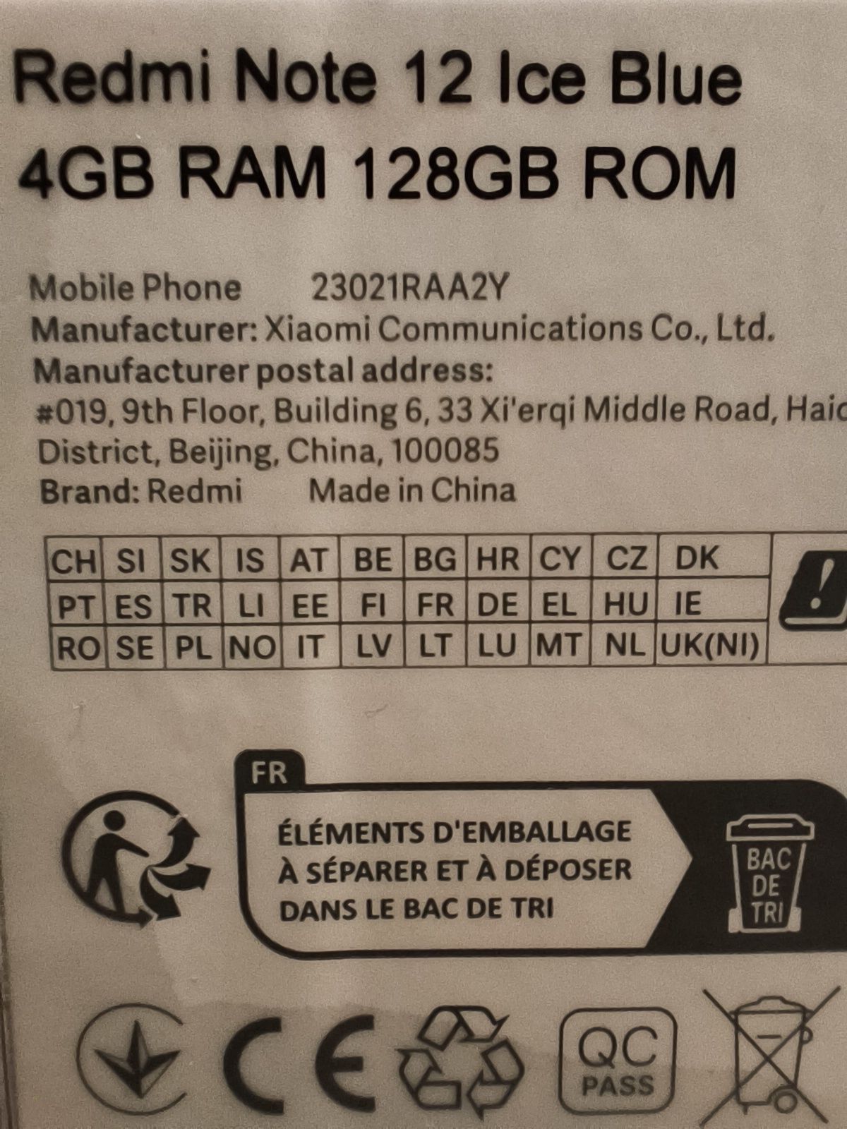 Smartfon Xiaomi Redmi Note 12 Ice Blue gwarancja do 21.08.25!!