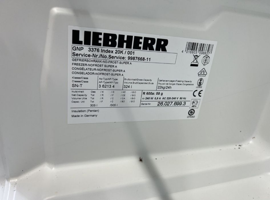 Морозильная камера б/у Либхер Liebherr 7ящ 185см No Frost 320л