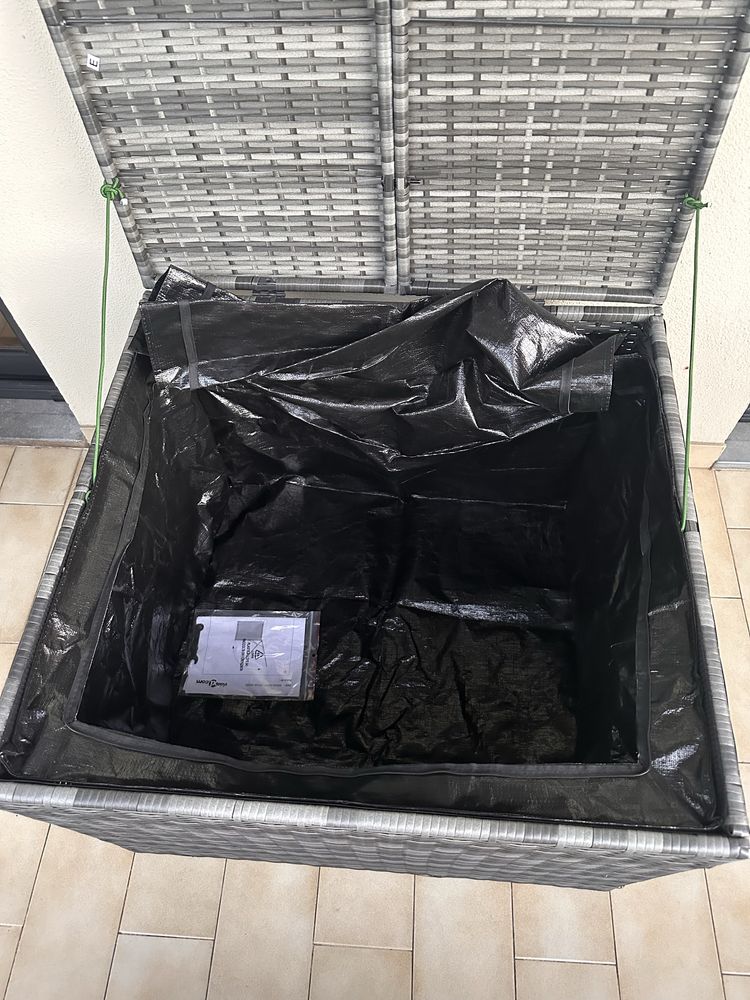 Caixa de arrumação para jardim 291L vime - cinza