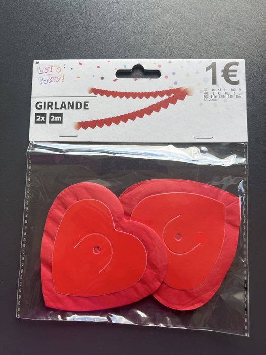 girlanda 2 x 2m czerwone serduszka