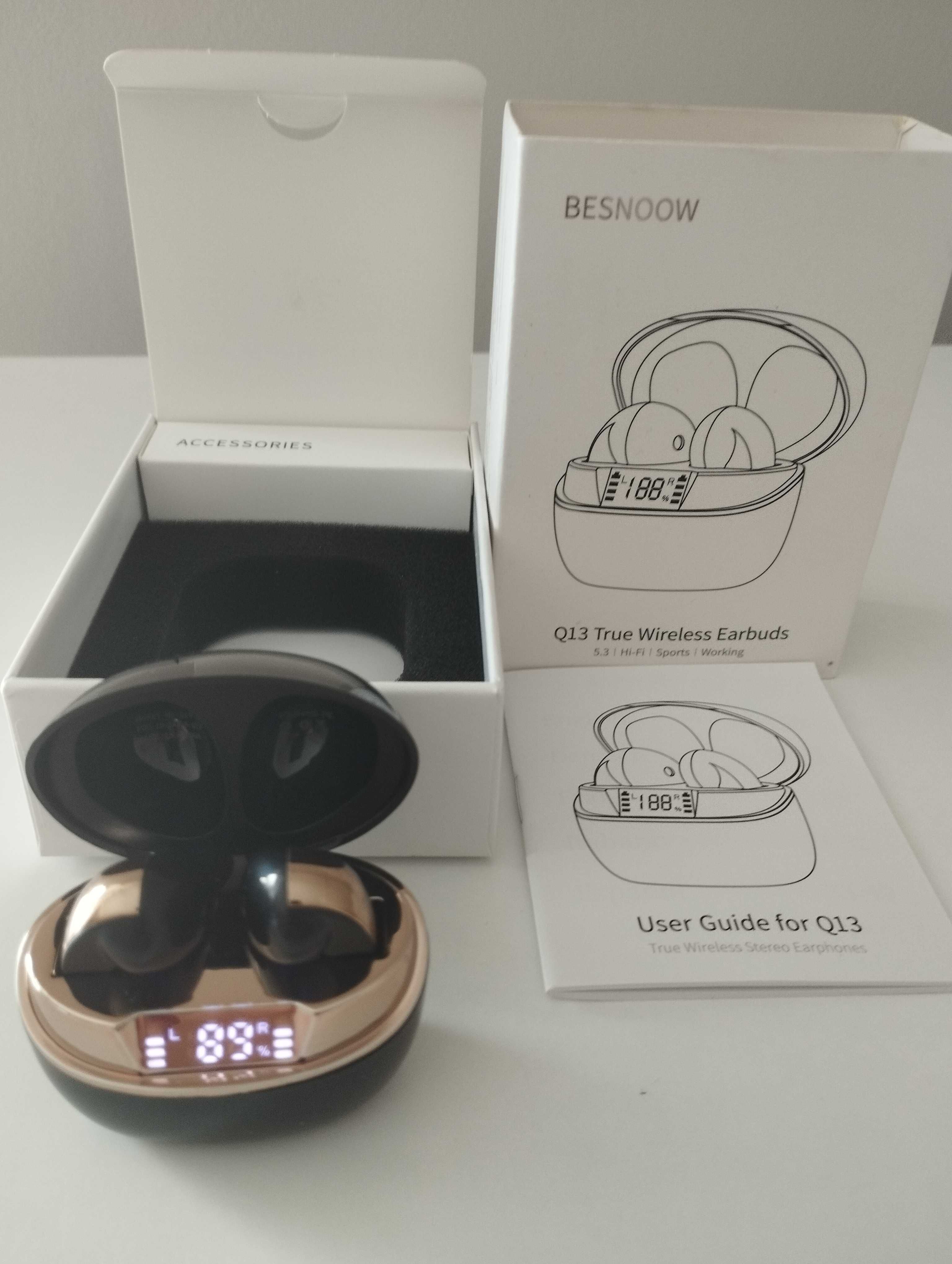BESNOOW Słuchawki Bluetooth, bezprzewodowe douszne Bluetooth 5.3, Q13.