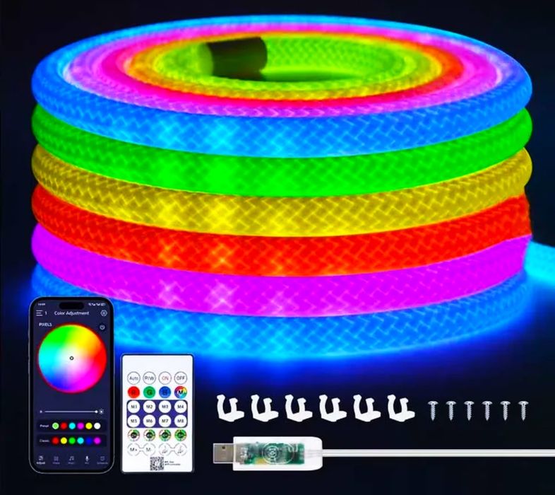 Розумна Неонова LED Стрічка-Шланг RGB 5 м Гнучкий Водонепроникний Неон
