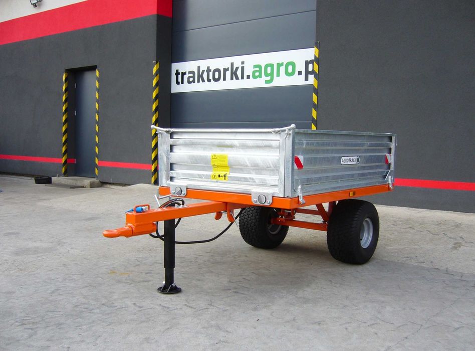 Przyczepa 1T z wywrotem hydraulicznym na tył AGROTRACK traktorkiagropl