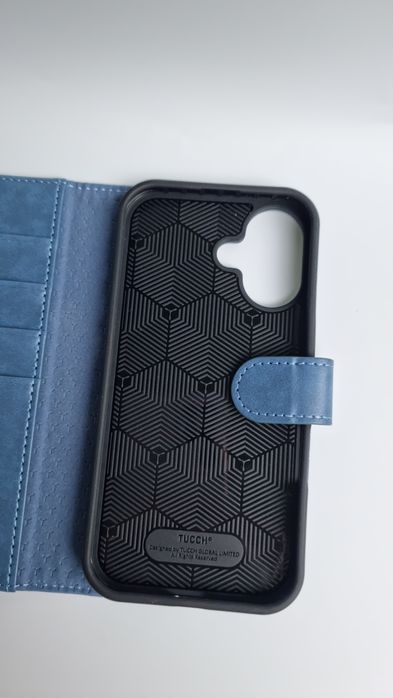 Etui TUCCH do iPhone 16  6,1 - niebieskie, RFID