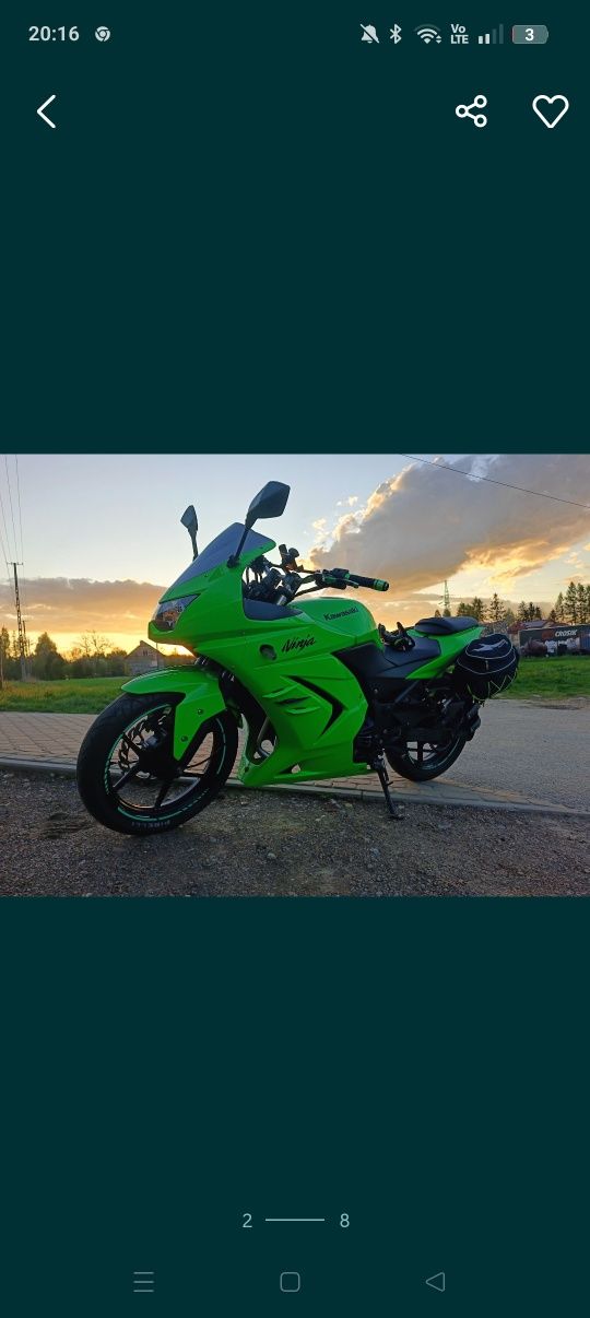 Kawasaki ninja a2 wzorowy stan doposażona niski przebieg obniżona