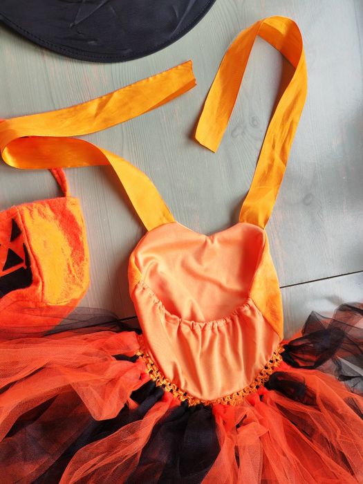 Sukienka kostium dynia Halloween dla dziewczynki podświetlana torebka