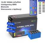 12,8V 300Ah  12V 3840Wh LiFePO4 Bateria Bluetooth Aplikacja