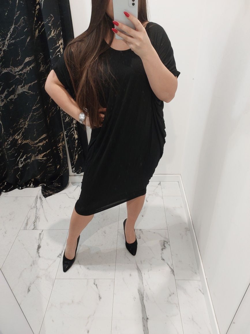 Czarna sukienka L XL mała czarna midi