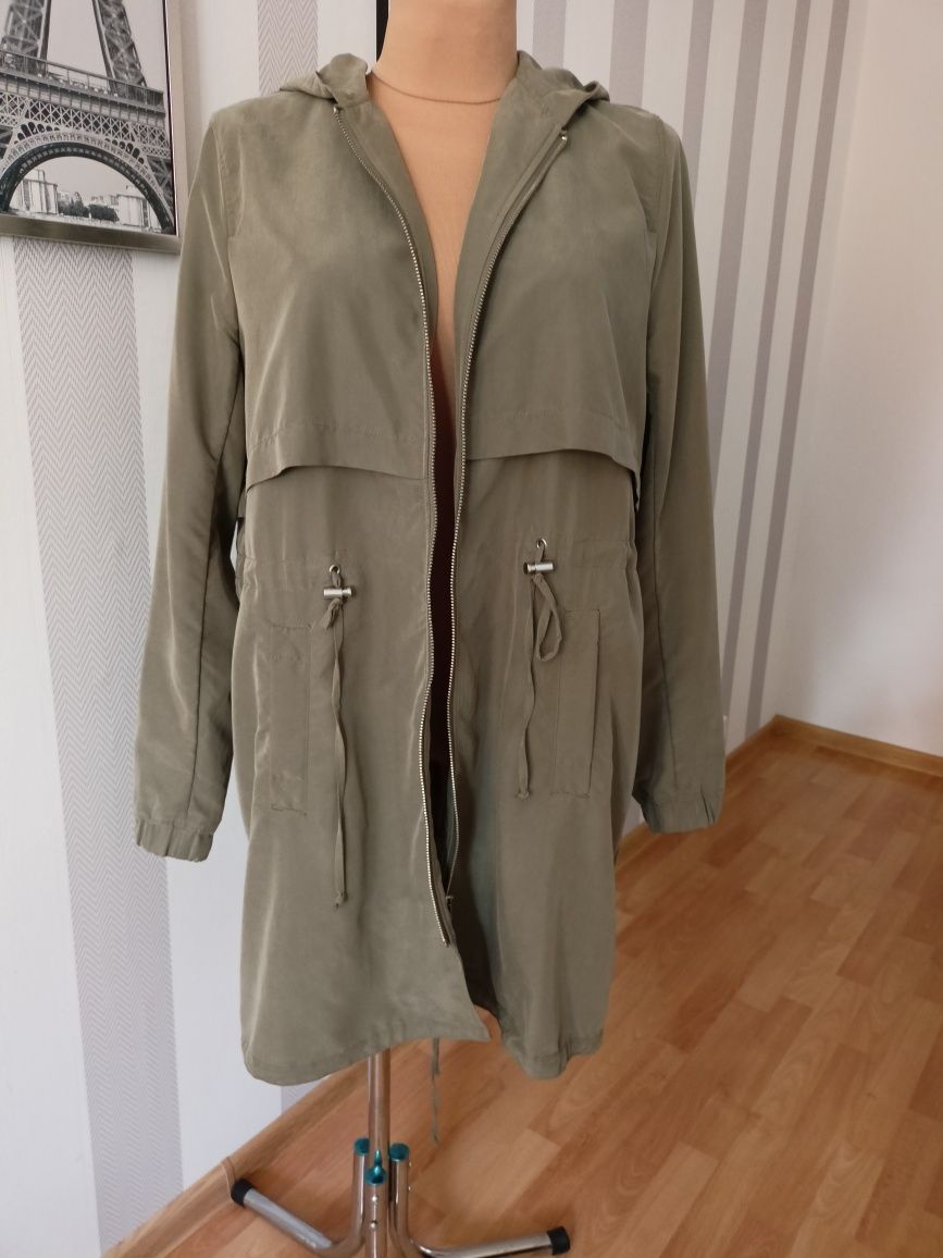 Parka kurtka M damska H&M lekka bez podszewki khaki