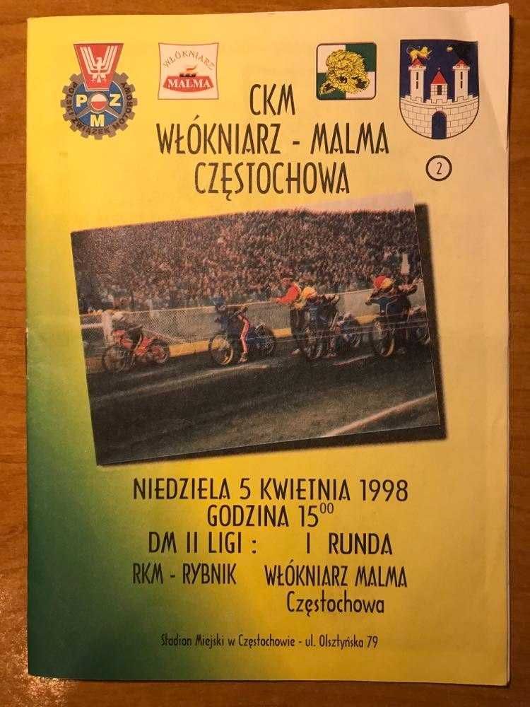 Program żużlowy DM II Ligi Włókniarz Częstochowa - Row Rybnik [1998r.]