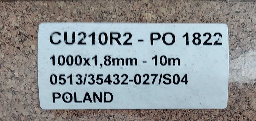 Podkład korkowy pod panele  1,8mm x 1m x 10m, prod. Polska (1,5 rolki)