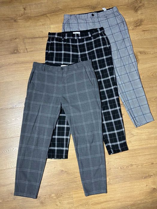4 Pary spodni 7/8 męskie krata (Zara, Pull&Bear)