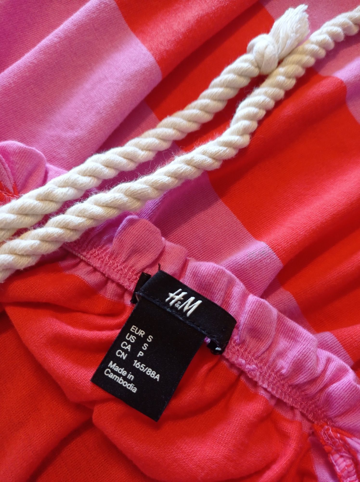 Sukienka H&M rozmiar S 36 długa nowa w pasy sznurek wiązana suknia M