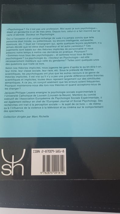 Livro "Sommes-nous tous des psychologues?" De Jacques-Philippes Leyens
