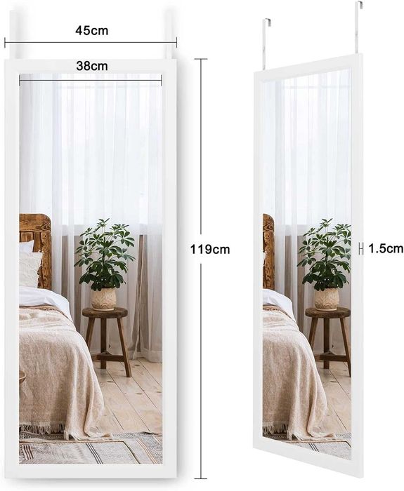 Lustro ścienne Dripex 45 x 119 cm, białe, z regulacją wysokości