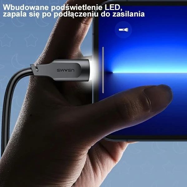 Kabel USMAS USB-C na USB-C PD Fast Charging 1.2m fioletowy