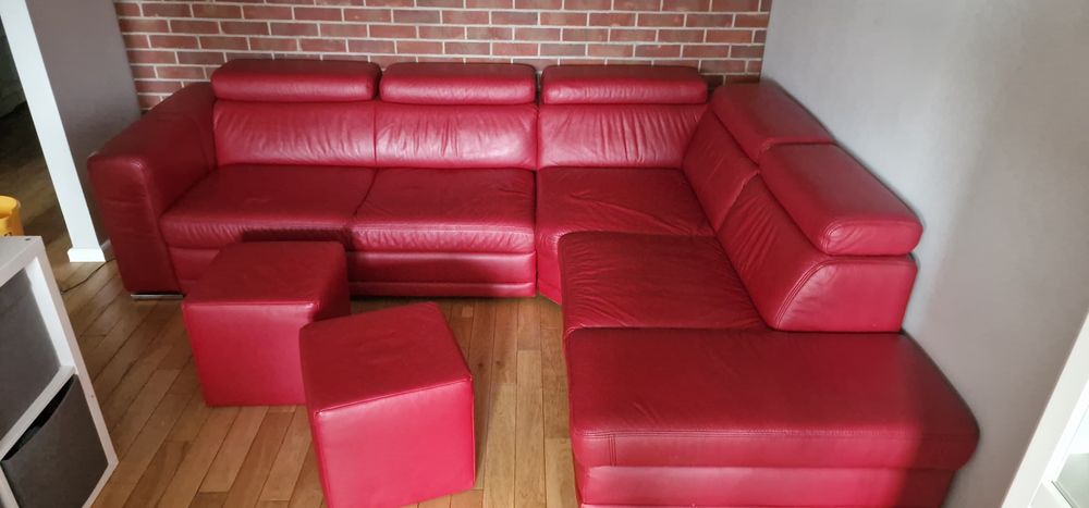 ETAP SOFA - piękny naroznik skorzany w kolorze czerwonym